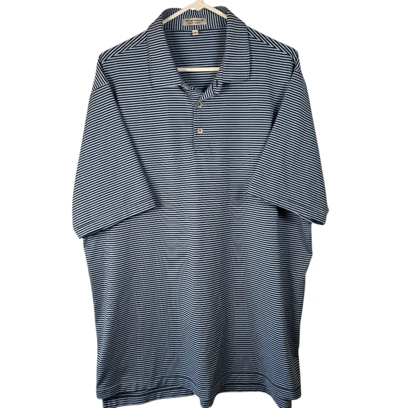 NWOT Peter Millar Summer Comfort Navy & Light Blue Striped Polo Shirt Size XL - Picture 1 of 11